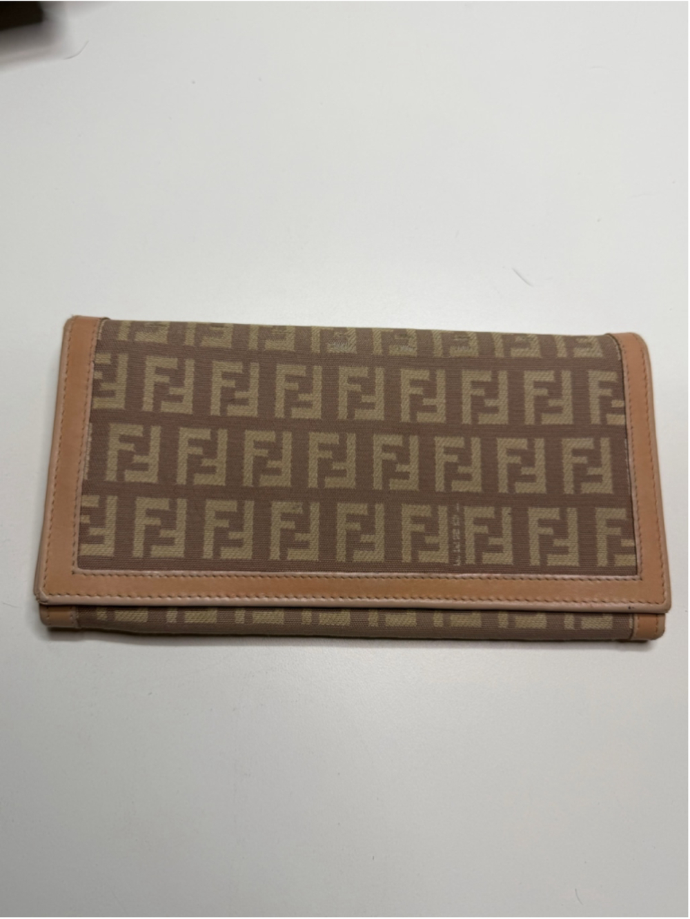 Women's Fendi Brown Beige Zucca Canvas Leather Long Wallet One Size